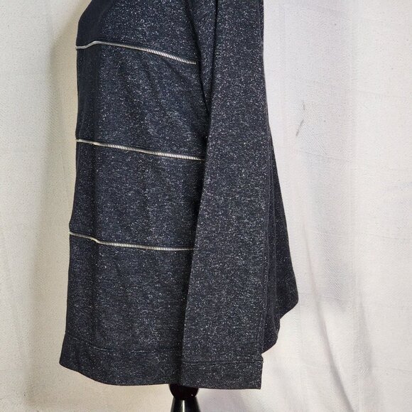 Lane Bryant Grey Black Exposed Faux Zipper LS Cotton Metallic Nylon Top Sz 18/20 - Picture 11 of 16